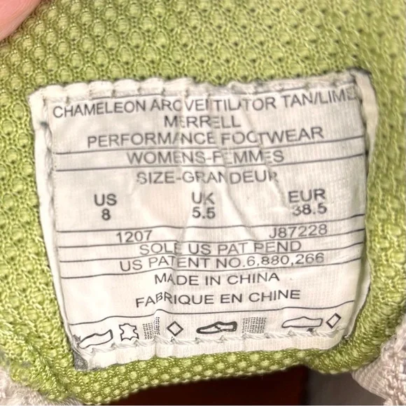 Merrell Chameleon Arc Ventilator Hiking Shoes Tan Lime Sz 8 Women’s - Picture 6 of 11